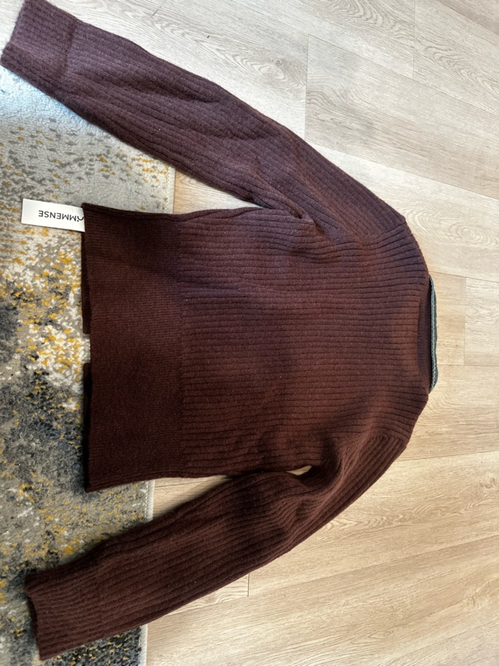 Commense Women's V-Neck Ribbed Sweater in Deep Brown L - Picture 7 of 9
